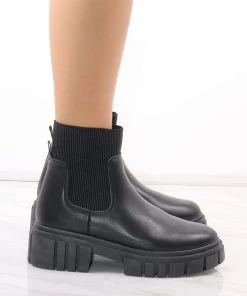 Miss Moda Luxe Black Platform Slip On Faux Leather Sock Boot -Miss Moda Luxe Shop redo 311 scaled