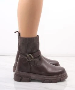 Miss Moda Luxe Brown Chunky Faux Leather Buckle Sock Boot -Miss Moda Luxe Shop redo 316 scaled