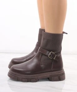 Miss Moda Luxe Brown Chunky Faux Leather Buckle Sock Boot -Miss Moda Luxe Shop redo 318 scaled