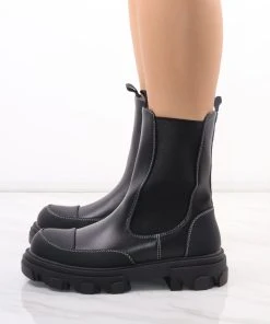 Miss Moda Luxe Black Calf Length Chunky Faux Leather Chelsea Boots -Miss Moda Luxe Shop redo 323 scaled