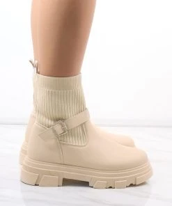 Miss Moda Luxe Cream Chunky Faux Leather Buckle Sock Boot -Miss Moda Luxe Shop redo 331 scaled