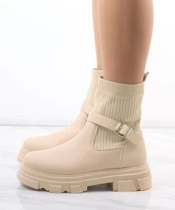 Miss Moda Luxe Cream Chunky Faux Leather Buckle Sock Boot -Miss Moda Luxe Shop redo 333 scaled