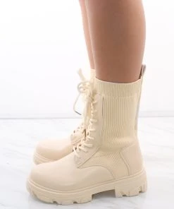 Miss Moda Luxe Cream Lace Up Faux Leather Sock Boots -Miss Moda Luxe Shop redo 367 scaled