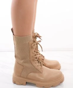 Miss Moda Luxe Beige Lace Up Faux Leather Sock Boots -Miss Moda Luxe Shop redo 371 scaled