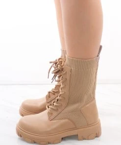 Miss Moda Luxe Beige Lace Up Faux Leather Sock Boots -Miss Moda Luxe Shop redo 373 scaled