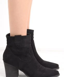 Miss Moda Luxe Black Faux Suede Heeled Ankle Boots -Miss Moda Luxe Shop redo 614 scaled