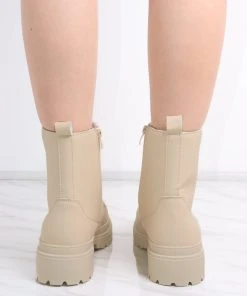 Miss Moda Luxe Beige Matte Faux Leather Side Zip Lace Up Boot -Miss Moda Luxe Shop redo 636 scaled