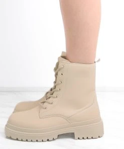 Miss Moda Luxe Beige Matte Faux Leather Side Zip Lace Up Boot -Miss Moda Luxe Shop redo 637 scaled