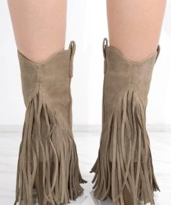 Miss Moda Luxe Taupe Mid Western Faux Suede Fringe Cowboy Boot -Miss Moda Luxe Shop redo 642 scaled