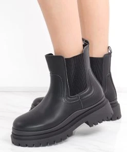 Miss Moda Luxe Black Ankle Short Chelsea Platform Boots