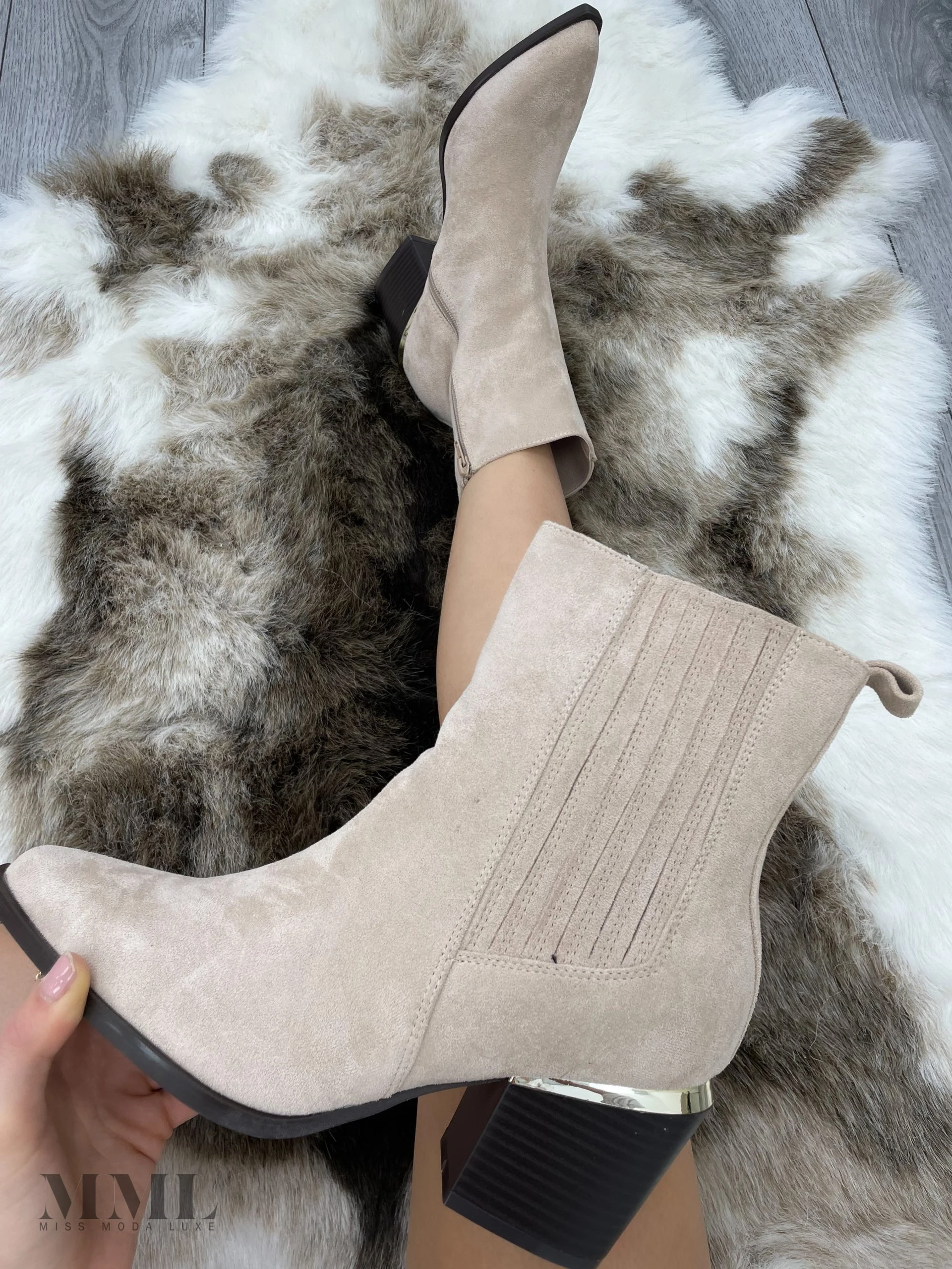 Miss Moda Luxe Beige Almond Toe Heeled Cowboy Silhouette Boot 1 Miss Moda Luxe Beige Almond Toe Heeled Cowboy Silhouette Boot