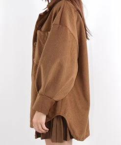 Miss Moda Luxe Brown Geometric Cord Button Down Shacket Pocket Detail -Miss Moda Luxe Shop redo 726 scaled