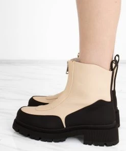 Miss Moda Luxe Cream/Black Contrast Zip Chunky Platform Ankle Boot -Miss Moda Luxe Shop redo 783 scaled