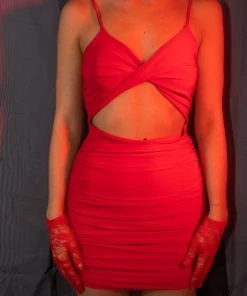 Miss Moda Luxe Red Plunge Cut Out Bodycon Mini Dress -Miss Moda Luxe Shop redo 855 scaled