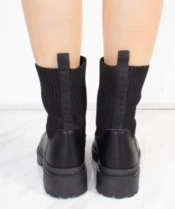 Miss Moda Luxe Black Chunky Faux Leather Sock Boot -Miss Moda Luxe Shop redo 932 scaled