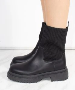 Miss Moda Luxe Black Chunky Faux Leather Sock Boot -Miss Moda Luxe Shop redo 933 scaled