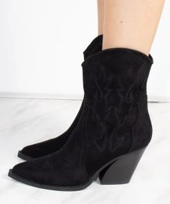 Miss Moda Luxe Black Faux Suede Embroidered Western Pointed Toe Cowboy Boots -Miss Moda Luxe Shop redo 977 scaled