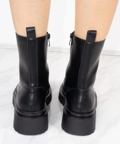 Miss Moda Luxe Black PU Double Cleated Sole Zip Front Ankle Boots -Miss Moda Luxe Shop redo 988 scaled