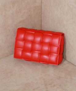 Miss Moda Luxe THE ZHARA RED WOVEN CLUTCH BAG