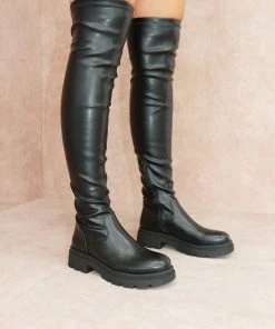 Miss Moda Luxe SASHA Black Over The Knee Leather Look Boot -Miss Moda Luxe Shop sashaedit3