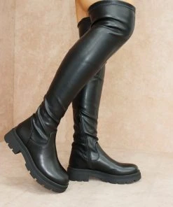 Miss Moda Luxe SASHA Black Over The Knee Leather Look Boot -Miss Moda Luxe Shop sashaedit4