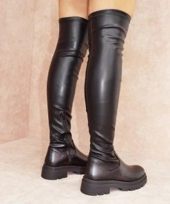 Miss Moda Luxe SASHA Black Over The Knee Leather Look Boot -Miss Moda Luxe Shop sashaedit5