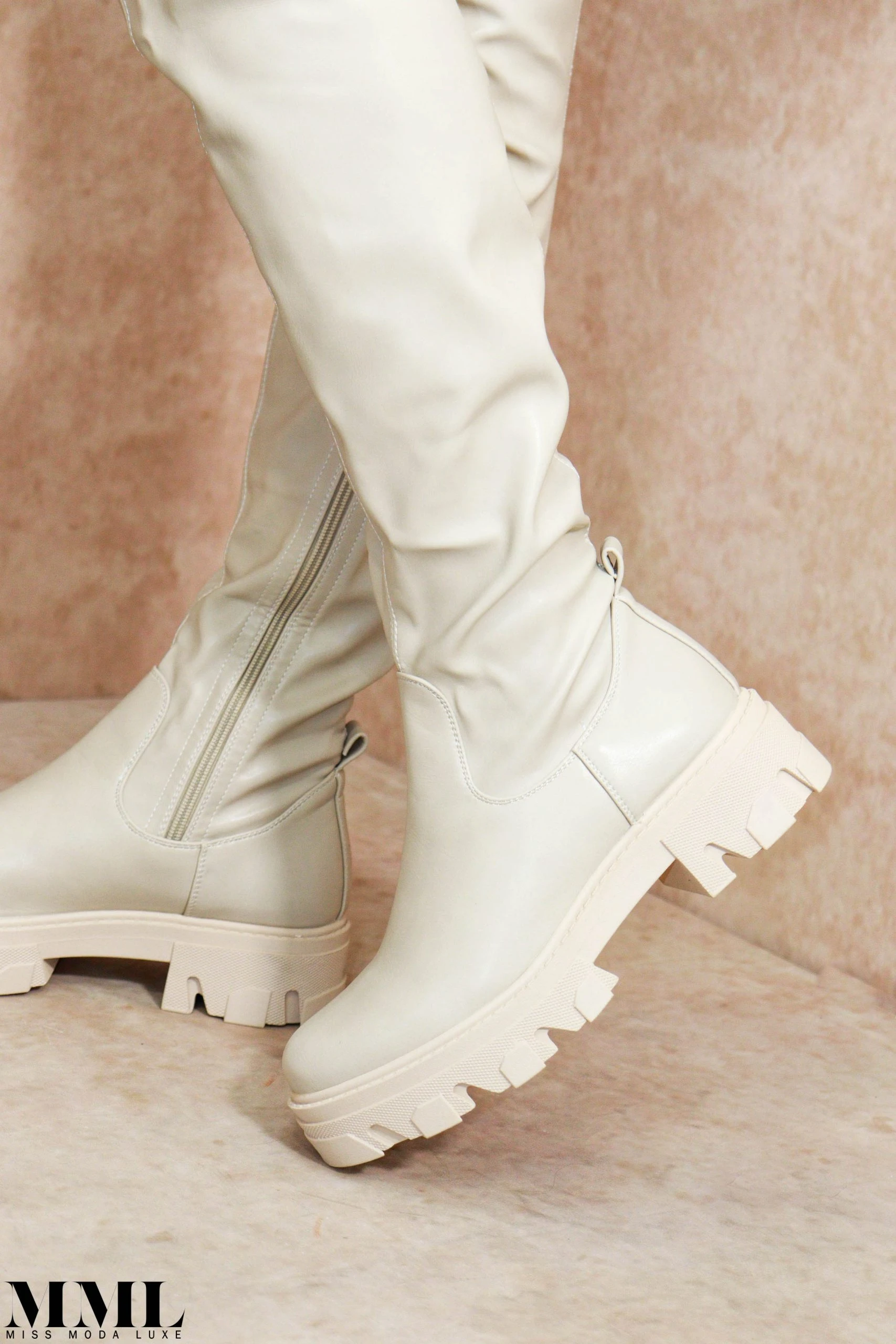 Miss Moda Luxe SASHA Beige Over The Knee Leather Look Boot 6 Miss Moda Luxe SASHA Beige Over The Knee Leather Look Boot - Image 6