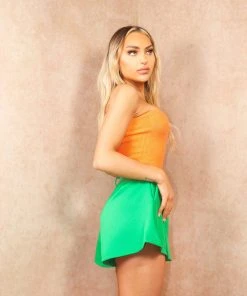 Miss Moda Luxe Green Tailored Cotton Long-line Button Up Shorts -Miss Moda Luxe Shop shorts 18 scaled