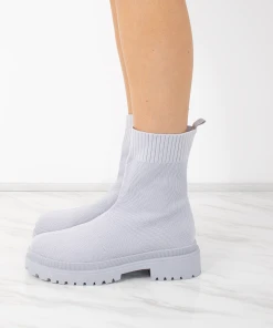 Miss Moda Luxe Grey Fabric Ribbed Ankle Sock Boot -Miss Moda Luxe Shop side 2a0fefc2 c441 4d34 8cd7 19365d008e46