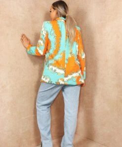Miss Moda Luxe Turquoise And Orange Chain Multi Pattern Blazer -Miss Moda Luxe Shop summer 01 scaled