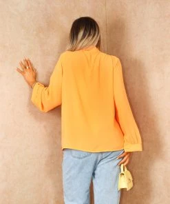 Miss Moda Luxe Mustard Ruffle Chest Button Up Blouse -Miss Moda Luxe Shop summer 083 scaled