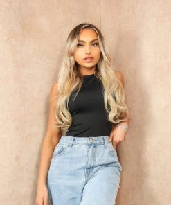 Miss Moda Luxe Black Second Skin Slinky High Neck Bodysuit