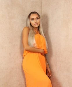 Miss Moda Luxe Orange Chiffon Halterneck Layered Maxi Dress -Miss Moda Luxe Shop summer4 33 scaled