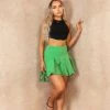 Miss Moda Luxe Green Flared Zip Up Skort