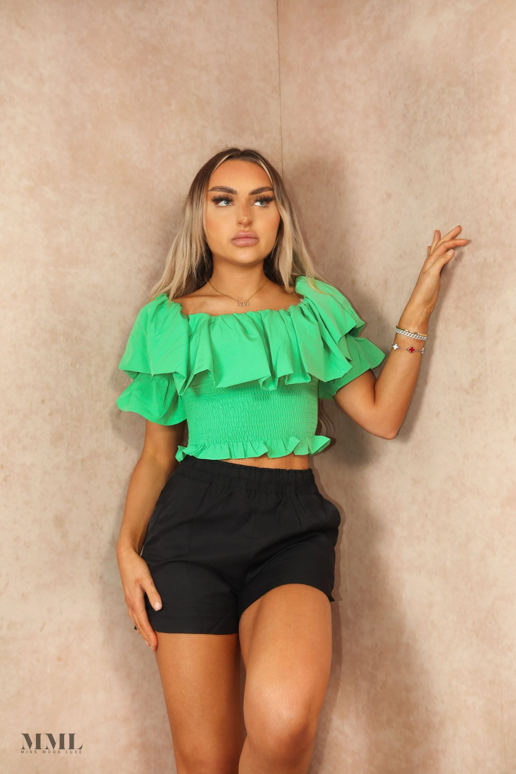 Miss Moda Luxe Black Runner Waist-banded Short 1 Miss Moda Luxe Black Runner Waist-banded Short