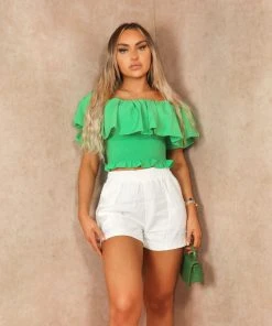 Miss Moda Luxe White Runner Waist-banded Short