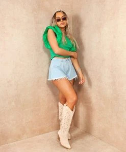 Miss Moda Luxe Green Puff Ruffle Sleeve Scoop Neck Tshirt -Miss Moda Luxe Shop summervibes3 34 scaled