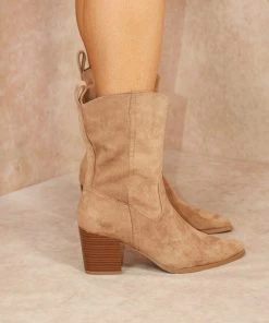 Miss Moda Luxe Camel Classic Faux Suede Cowboy Heeled Boot -Miss Moda Luxe Shop tan2 scaled