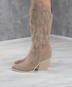 Miss Moda Luxe Taupe Almond Toe Mid Calf Embroidered Cowboy Boot -Miss Moda Luxe Shop taupe3 1edc2179 d2dd 45ad a889 b6c4ee4d6398