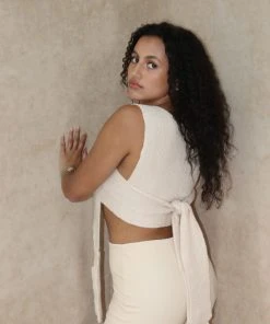 Miss Moda Luxe Wrap Knit Beige Tie Top -Miss Moda Luxe Shop tietopbeige1