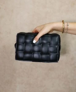Miss Moda Luxe THE ZHARA BLACK WOVEN CLUTCH BAG